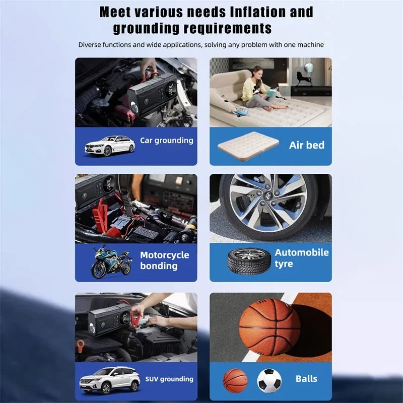 39800Mah Car Jump Starter Air Pump Car Battery Emergency Boosters 1800A 12V Power Bank Portable Starting Device Car Starter