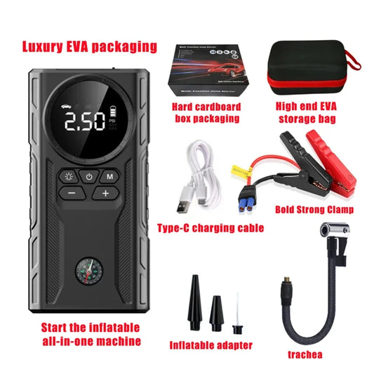 39800Mah Car Jump Starter Air Pump Car Battery Emergency Boosters 1800A 12V Power Bank Portable Starting Device Car Starter