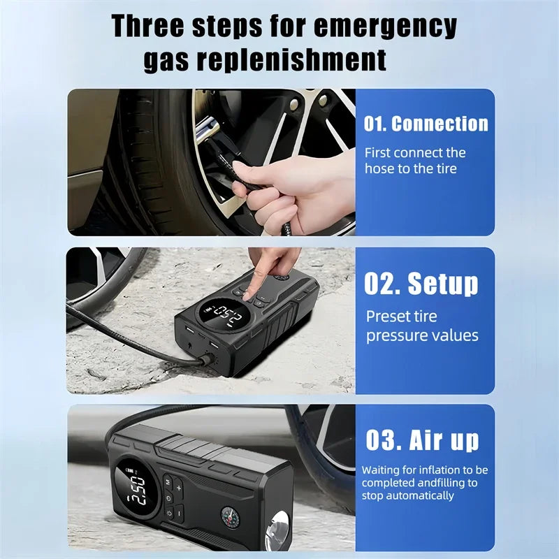 39800Mah Car Jump Starter Air Pump Car Battery Emergency Boosters 1800A 12V Power Bank Portable Starting Device Car Starter